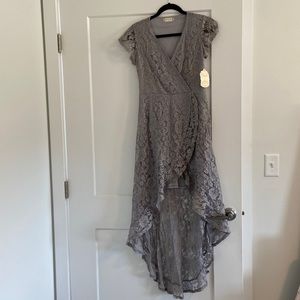 Lavender Purple Lace High Low Dress